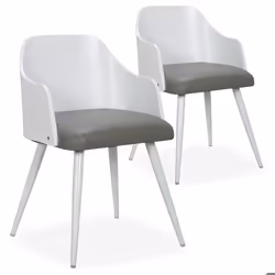 Lot de 2 chaises scandinaves Persane Bois Blanc et Simili Gris