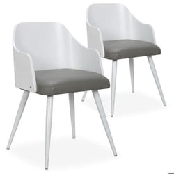 Lot de 2 chaises scandinaves Persane Bois Blanc et Simili Gris