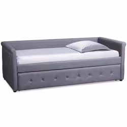Lit simple gigogne MENZZO Garry - Gris Foncé - A lattes - 90 x 190 cm