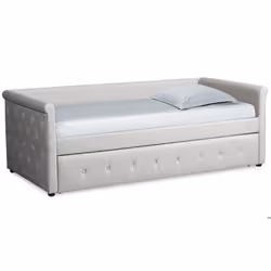 Lit simple gigogne MENZZO GARRY - 90x190cm - A lattes - Beige - Bois