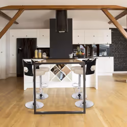 Lot de 2 chaises de bar Ruben Bois Noir & Simili Crème