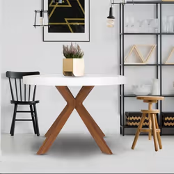 Table ronde extensible Myriade Blanc