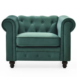 Fauteuil Chesterfield Velours Vert - MENZZO - 1 place - Avec accoudoirs - Style Classique - Intemporel