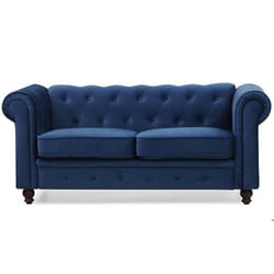 Grand canapé 2 places Chesterfield Velours Bleu