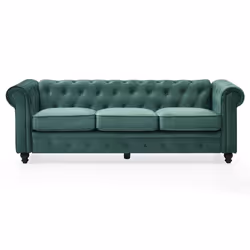 Grand canapé 3 places Chesterfield Velours Vert