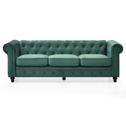 Grand canapé 3 places Chesterfield Velours Vert