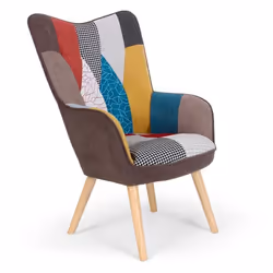 Fauteuil scandinave Klarys Tissu Patchwork