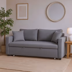 Canapé 3 places Convertible Saphir Tissu Gris Clair