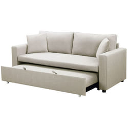 MENZZO Canapé 3 places Convertible Saphir Tissu Beige -L190 x P83 x H90 cmSurface de couchage : 120 x 162 cm