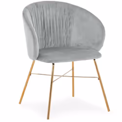Chaise Smart Velours Argent Pieds Or