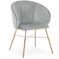 Chaise Smart Velours Argent Pieds Or