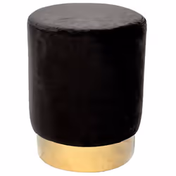 Tabouret Jona Velours Noir Pied Or