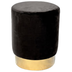 Tabouret Jona Velours Noir Pied Or