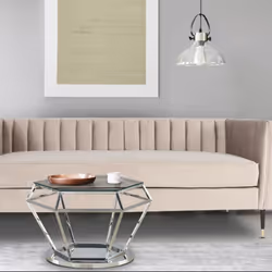 Table basse Aston en Verre Transparent et Pied Argent