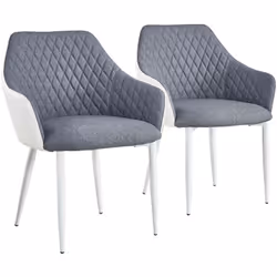 Lot de 2 Chaises/Fauteuils Louisa Gris et Blanc