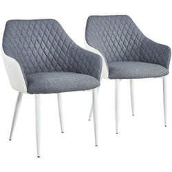 Lot de 2 Chaises/Fauteuils Louisa Gris et Blanc