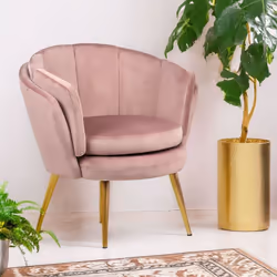 Fauteuil arrondi Brenda Velours Rose
