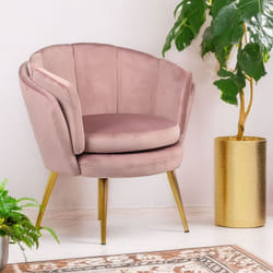 Fauteuil arrondi Brenda Velours Rose