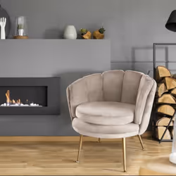 Fauteuil arrondi Brenda Velours Taupe