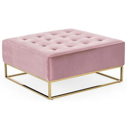 Pouf carré Hudson Velours Rose