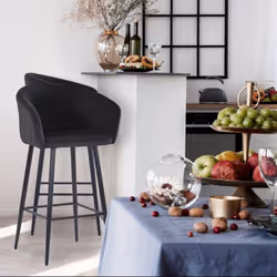 Chaise de bar Bobby Velours Noir