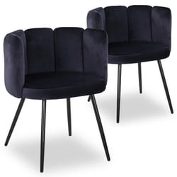 Lot de 2 chaises Amela Velours Noir
