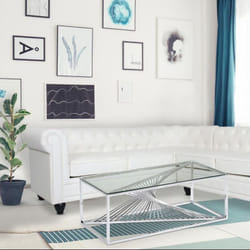 Table basse Britannia en Verre Transparent et Pieds Argent