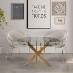 Table ronde en verre Corix pieds Or