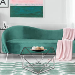Table basse Louana en Verre Transparent et pieds Argent