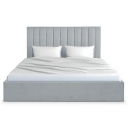 Lit Coffre Songe + Sommier Velours Argent 180cm