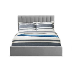 Lit Coffre Songe + Sommier Tissu Gris 160cm