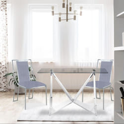 Lot de 2 chaises Catarina Velours Argent pieds Argent