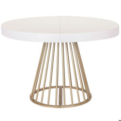 Table ronde extensible Soare Blanc pieds Or