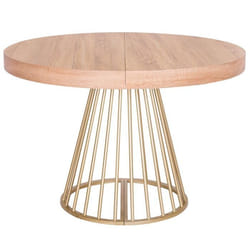 Table ronde extensible Soare Chêne Clair pieds Or