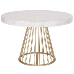 Table ronde extensible Soare Effet Marbre pieds Or