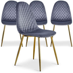 Lot de 4 chaises matelassées Norway Velours Argent