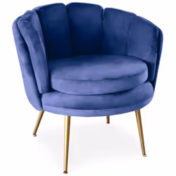 Fauteuil arrondi Brenda Velours Bleu