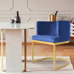 Chaise / Fauteuil Noellie Velours Bleu pieds Or