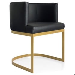 MENZZO Chaise / Fauteuil Noellie Simili P.U. Noir pieds Or - Chaises Salle À Manger