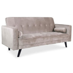 MENZZO Canapé convertible clic-clac scandinave Slow Velours Taupe -L186 x P75 x H89 cmPosition lit : L186 x P107 x H89 cm