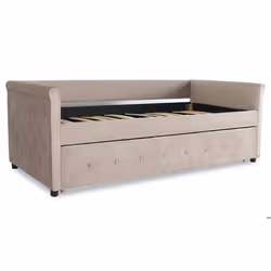 Lit simple gigogne Garry Velours Taupe