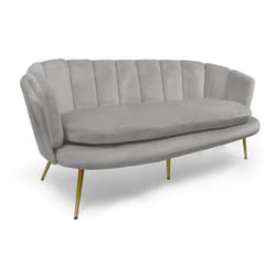 Canapé 3 places arrondi Brenda Velours Argent pieds Or