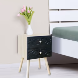 Table de chevet Catana 2 tiroirs Noir Carbone