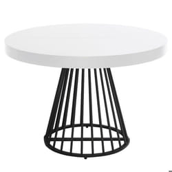 Table ronde extensible Grivery Blanc pieds Noir