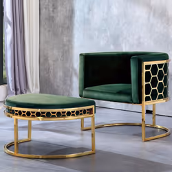 Fauteuil arrondi Honey Velours Vert