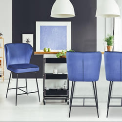 Chaise de bar Elsa Velours Bleu