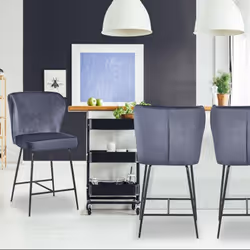 Chaise de bar Elsa Velours Gris