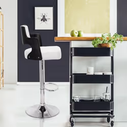 Lot de 2 chaises de bar Russel Bois Noir & Simili Blanc