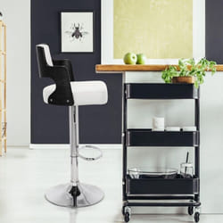 Lot de 2 chaises de bar Russel Bois Noir & Simili Blanc