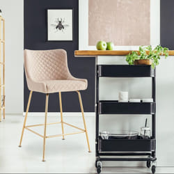 Lot de 2 chaises de bar Bellamy Velours Beige pieds Or